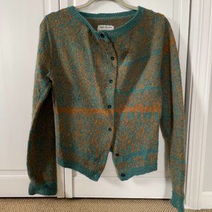 Gary Graham alpaca and wool cardigan, turquoise/rust size s,m